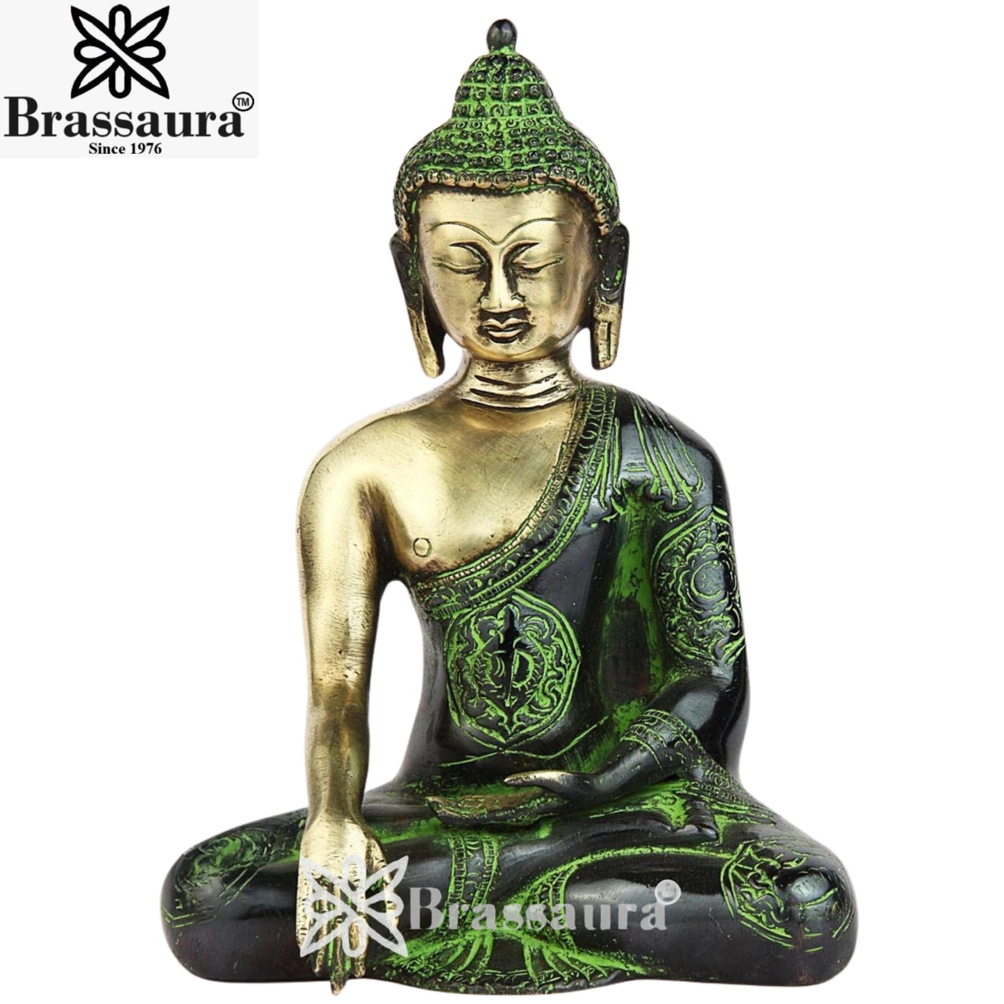 Brass Bhumisprasa Buddha Weight 2 kg & Height 7 Inch