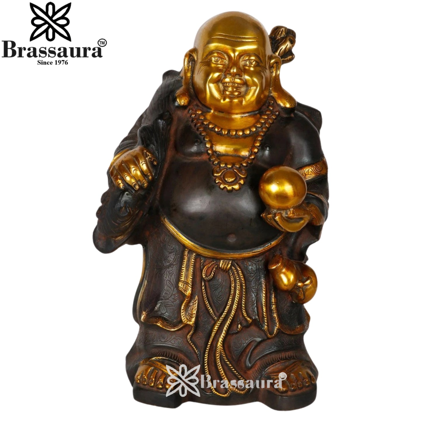 Brass Multicolored Standing Buddha Weight 14 kg & Height 17 Inch