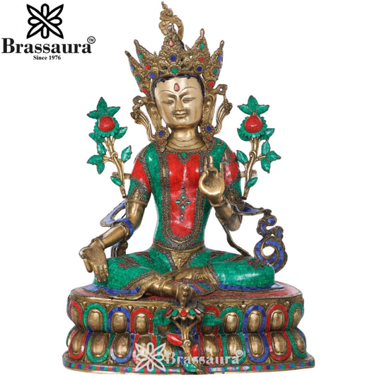 Brass Gem Stone Work Tara Weight 38 Kg & Height 33 Inch