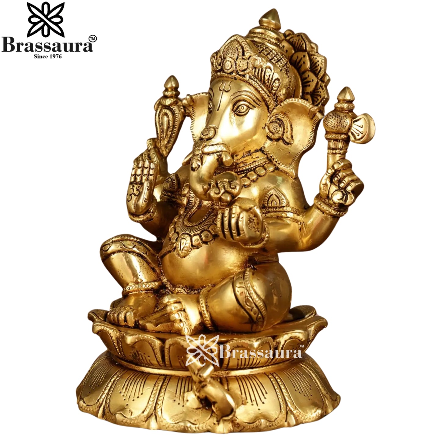 Brass Super fine Ganesha Statue Weight 6 Kg & Height 9.5 Inch