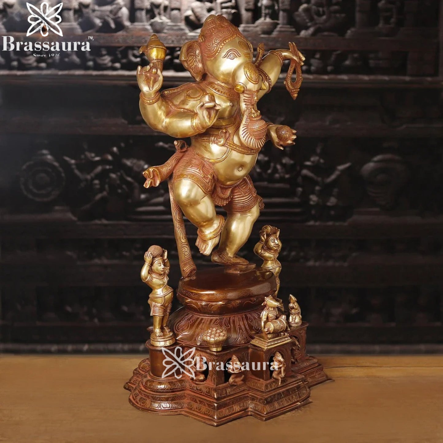 Brass Dancing Ganesha Weight 64.3 Kg & Height 40 Inch
