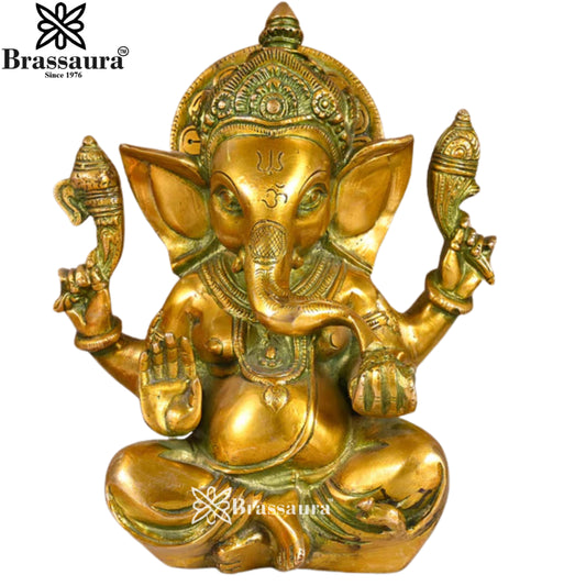 Brass Ganesha Statue Weight 3.14 Kg & Height 8 Inch