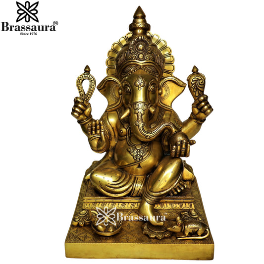 Brass Super fine Ganesha Statue Weight 41.27 Kg & Height 26.6 Inch