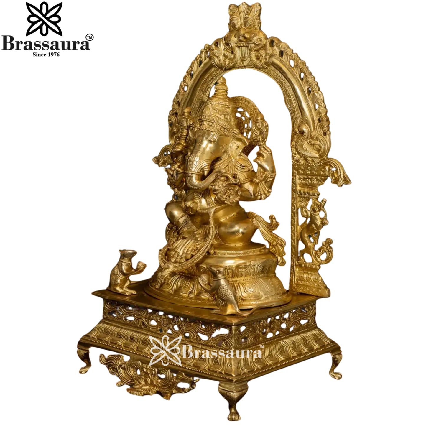 Brass Ring Ganesha Statue Weight 30 Kg & Height 28 Inch