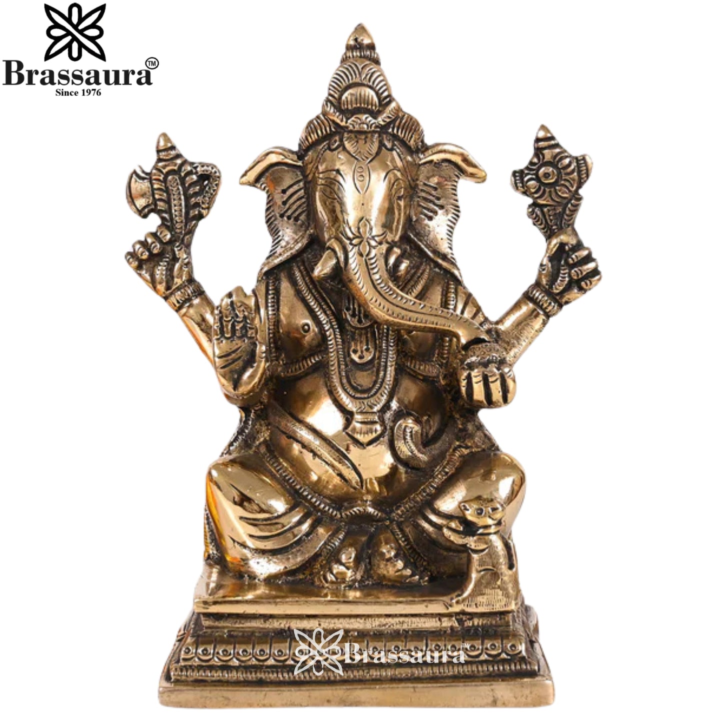 Brass Ganesha Statue Weight 1.82 Kg & Height 7 Inch