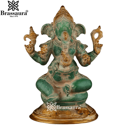 Brass Patina Ganesha Weight 4 Kg & Height 9.5 Inch