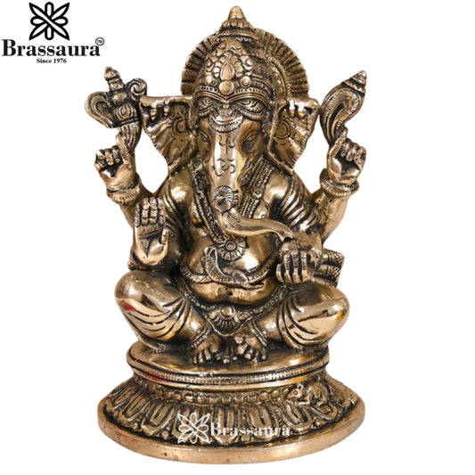 Brass Ganesha Statue Weight 1.74 Kg & Height 6 Inch