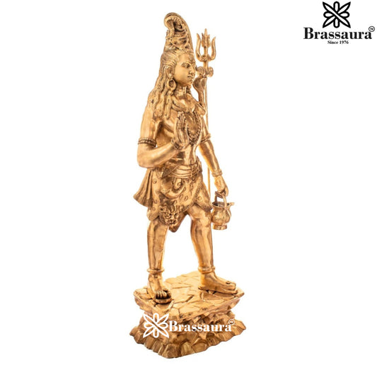 Brassaura™ Classic Brass Shiva Murti – Height 90 Inches & Weight 186 Kgs | Sacred Idol for Temple & Home