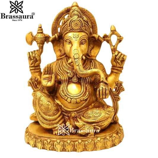 Brass Ganesha Weight 5.6 Kg & Height 9.5 Inch