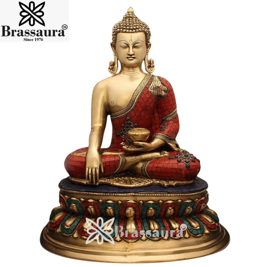 Brass Classic Gem Stone Work Buddha Weight 18 Kg & Height 22 Inch