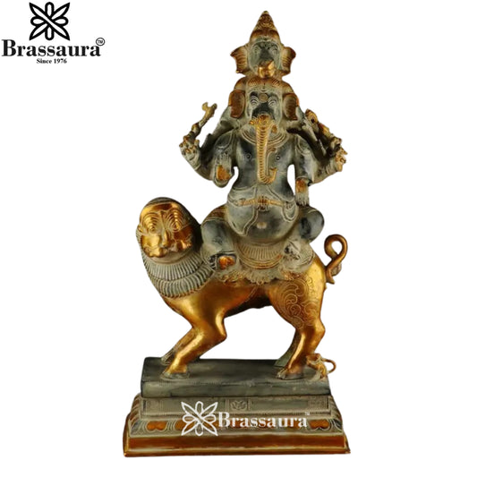 Brass Heramba Ganesha Statue Weight 24 Kg & Height 24 Inch