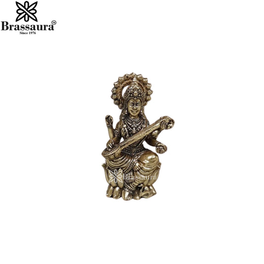Brass Superfine Saraswati Statue Weight .044 Kg And Height 2.5 Inch