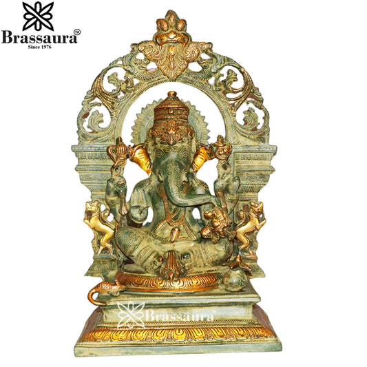 Brass Vintage Ring Ganesha Weight 9.5 Kg & Height 16 Inch