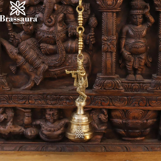 Brass Krishna Bell Murti Weight 13.6 Kg And Height 32 Inch