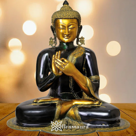 Brass Antique black Buddha Weight 16 Kg & Height 18 inch