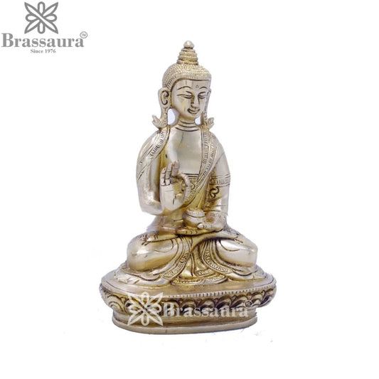 Brass Blessing Buddha Weight 0.95 kg & Height 6.25 Inch