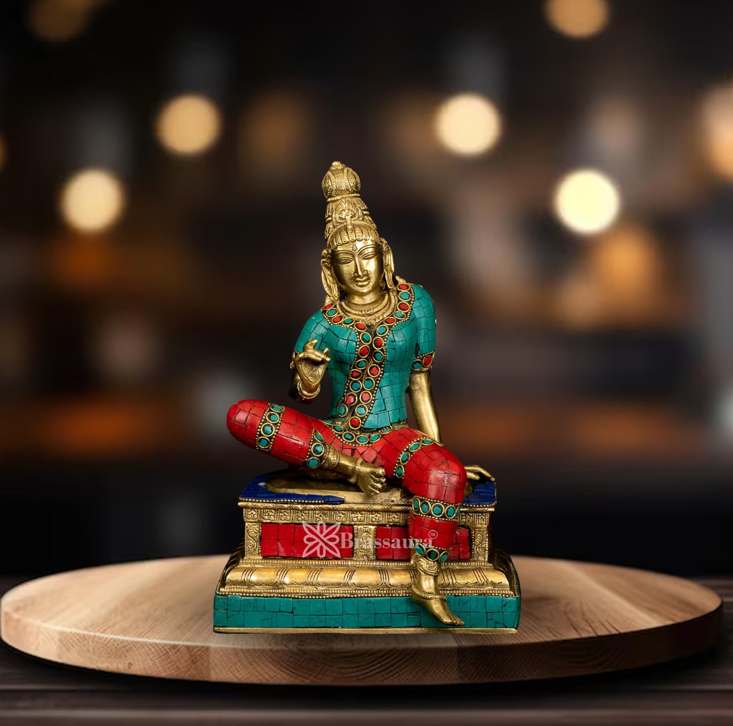 Brass Gem Stone Work Parvati Statue Weight 5 Kg And Height 11 Inch