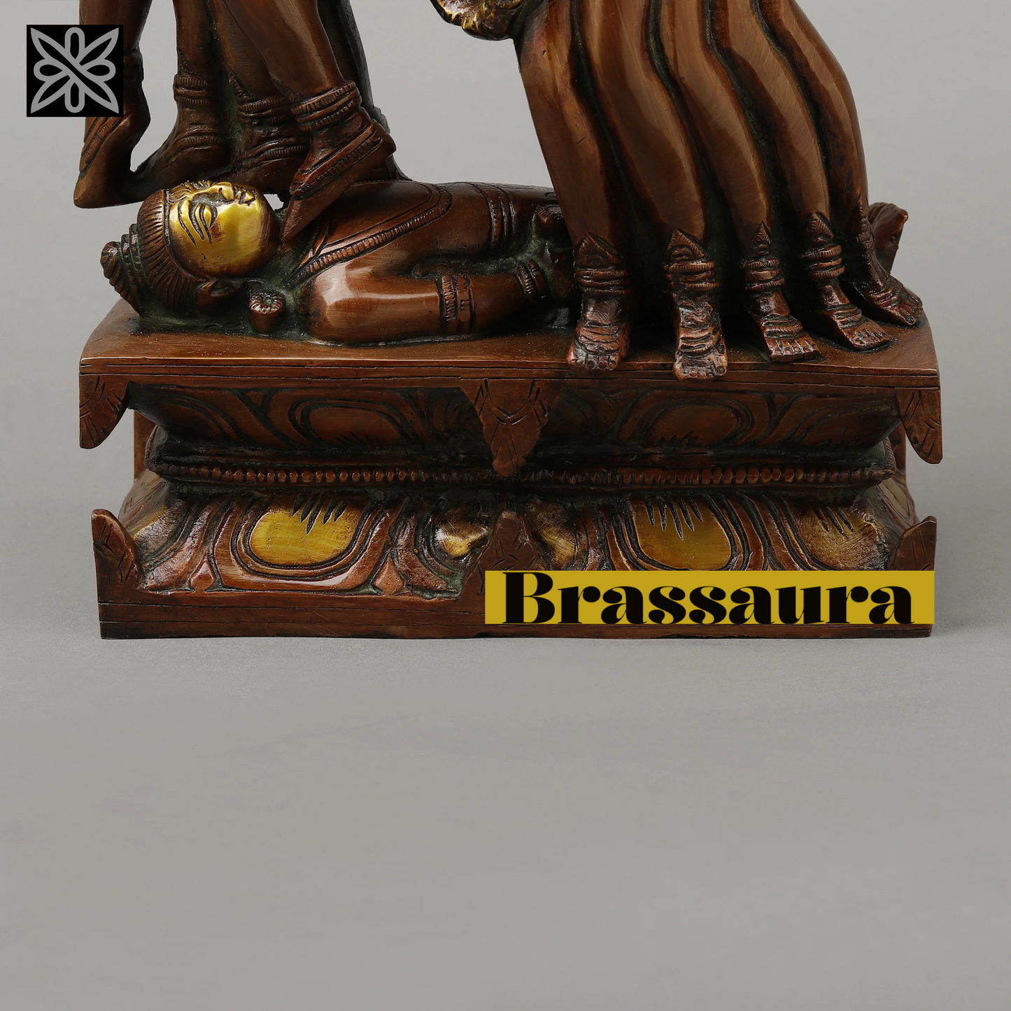 Brassaura™ Kaali Maa Brass Statue – 8.16kg | 8" Length x 4" Width – Powerful Handcrafted Idol