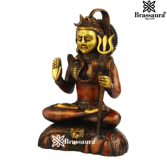 Brassaura™ Majestic Brass Shiva Murti – Height 10 Inches & Weight 3 Kgs | Devotional Idol