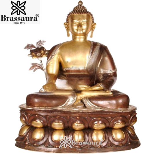 Brass Bhumisprasa Buddha Weight 49 Kg & Height 38.4 Inch