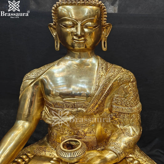 Brass Bhumisprasa Buddha Weight 52 kg & Height 33 Inch