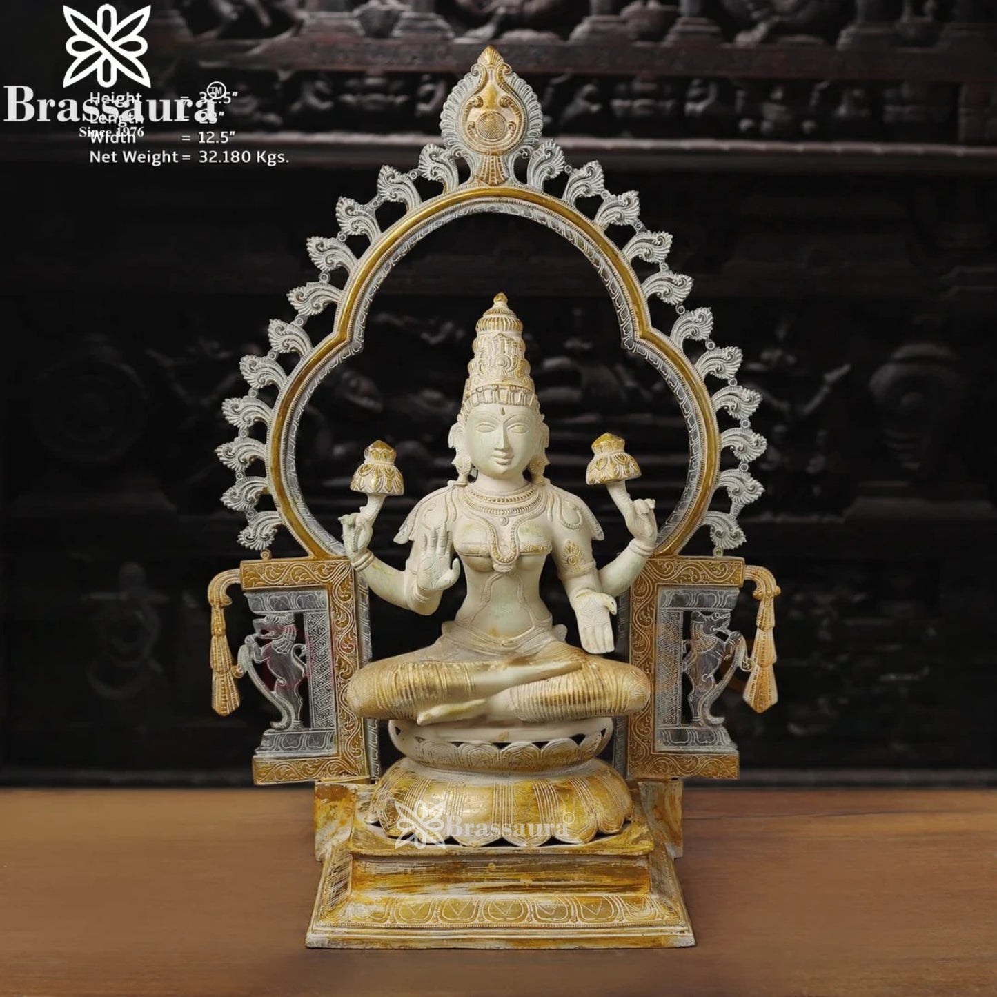Brass Lakshmi Murti Weight 32.18 Kg And Height 32.5 Inch