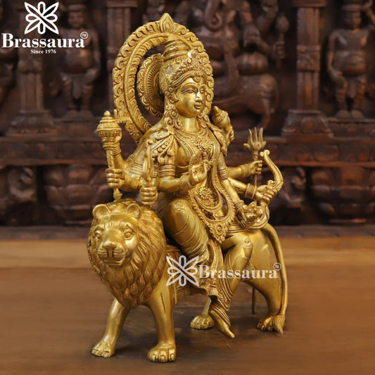 Brass Durga Idol for Home Temple and Decor Height 21.5 Inches & Weight 15.22 Kgs