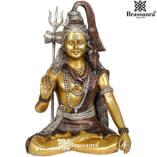 Brassaura™ Brass Shiva Idol – Height 11.5 Inches & Weight 5 Kgs | Traditional Spiritual Décor