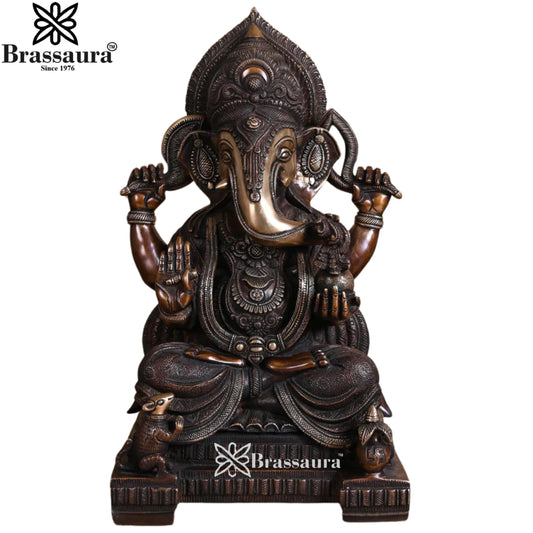 Brass Ganesha Statue Weight 16.3 Kg & Height 18.5 Inch