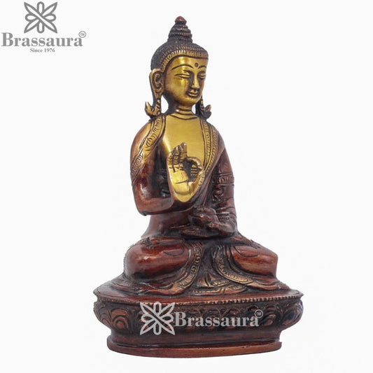 Brass Blessing Buddha Weight 0.95 kg & Height 6.25 Inch