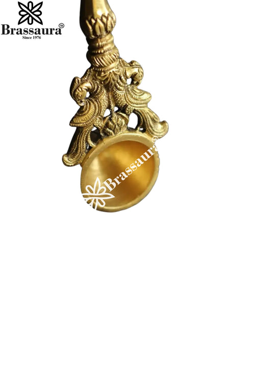 Brass Ganesha Spoon Statue Weight .55 Kg And Height 11 Inch
