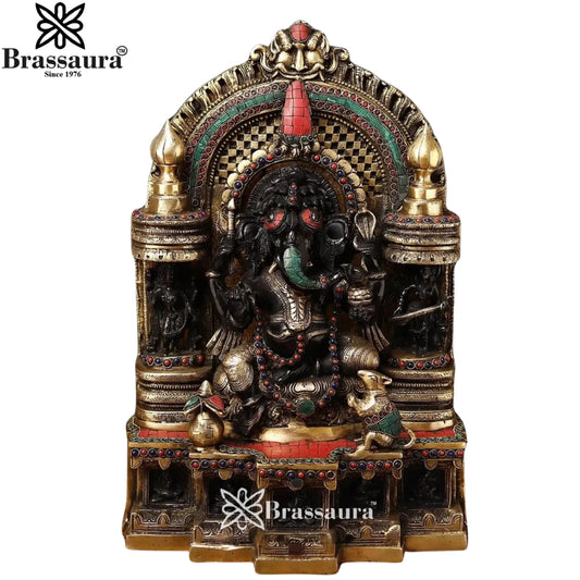 Brass Ring Ganesha Statue Weight 66 Kg & Height 34 Inch