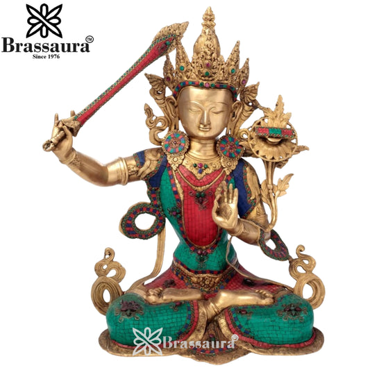 Brass Gem Stone Work Tara Weight 33 Kg & Height 32 Inch