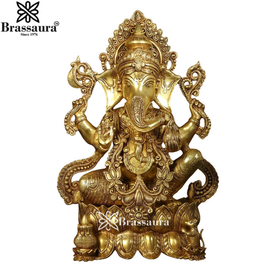 Brass Ganesha Weight 21 Kg & Height 20.7 Inch