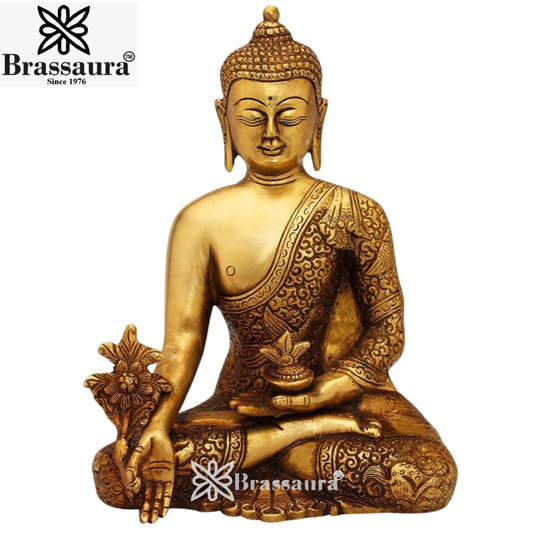 Brass Bhumisprasa Buddha Weight 2.5 kg & Height 8 Inch