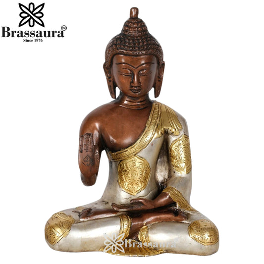 Brass Blessing Multicolored Buddha Weight 1.8 kg & Height 7 Inch