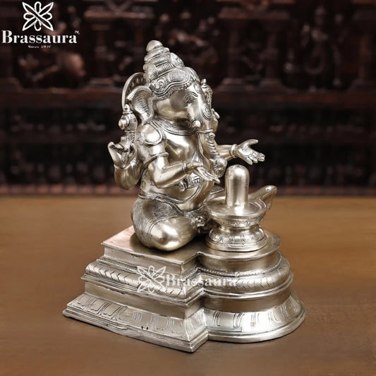 Brass Ganesha & Shivling Weight 15.8 Kg & Height 14.5 Inch