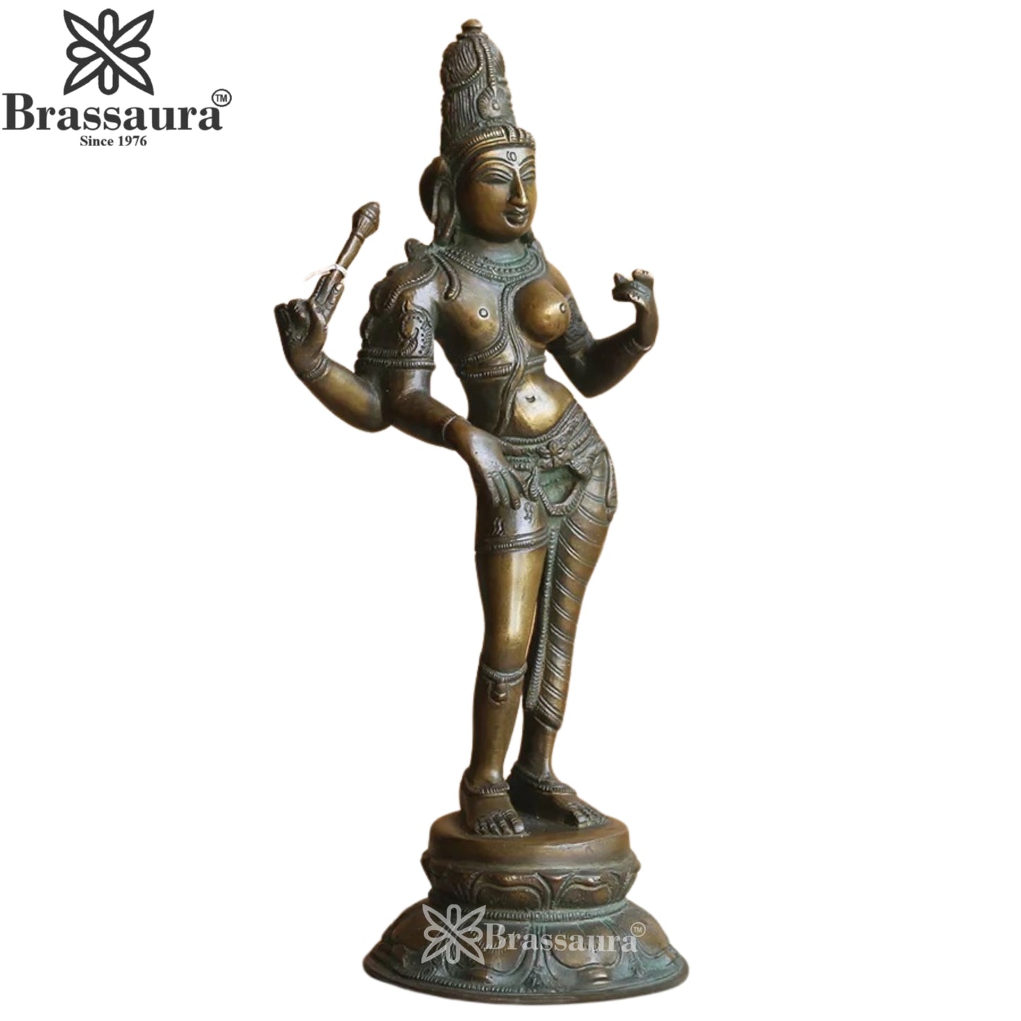 Brass Aardhnareshwar Statue Weight 3.15 Kg And Height 13.5 Inch