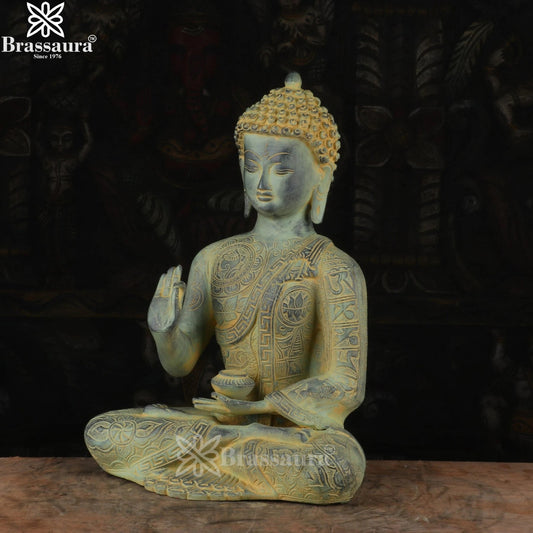 Brass Blessing Buddha Weight 5.6 kg & Height 13 Inch