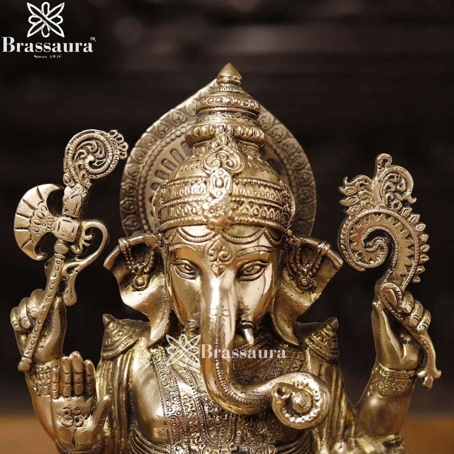 Brass Lotus Ganesha Weight 8.5 Kg & Height 11.5 Inch