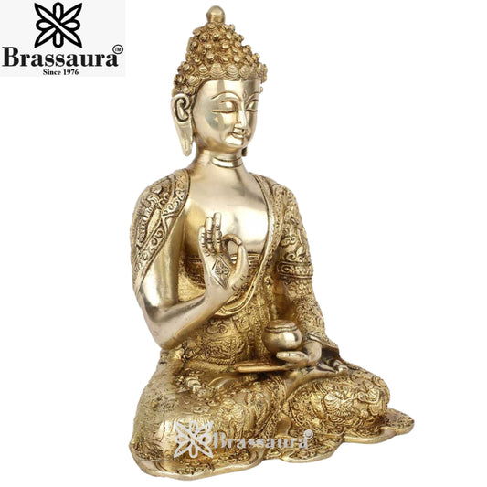 Brass Blessing Artistic Buddha Weight 3.5 kg & Height 10 Inch