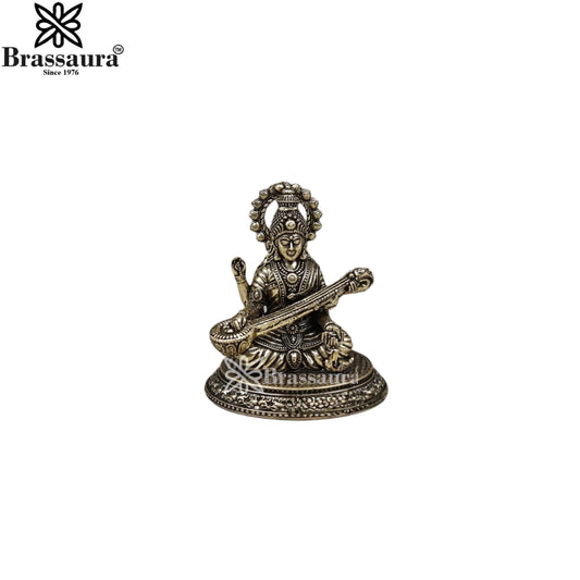 Brass Superfine Saraswati Statue Weight .110 Kg And Height 3 Inch