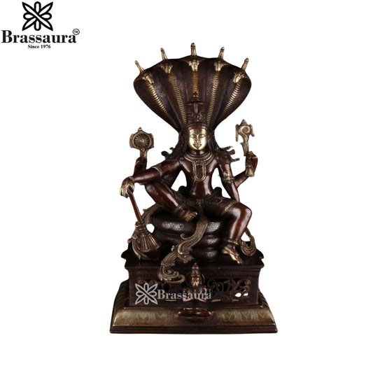 Brass Vishnu On Shesnaag Statue Weight 35 Kg And Height 28 Inch