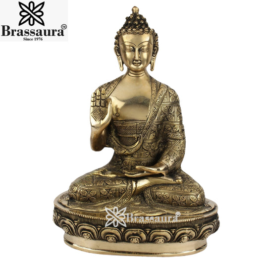 Brass Blessing Buddha Weight 4.9 kg & Height 12 Inch