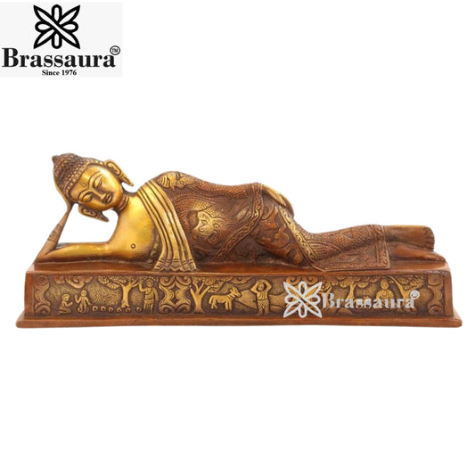 Brass Sleeping Buddha Weight 1 kg & Height 3 Inch