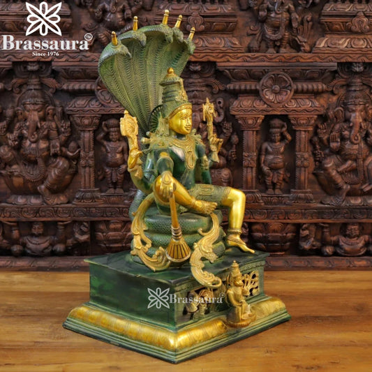 Brass Vishnu On Sheshnaag Statue Weight 34.76 Kg And Height 29 Inch