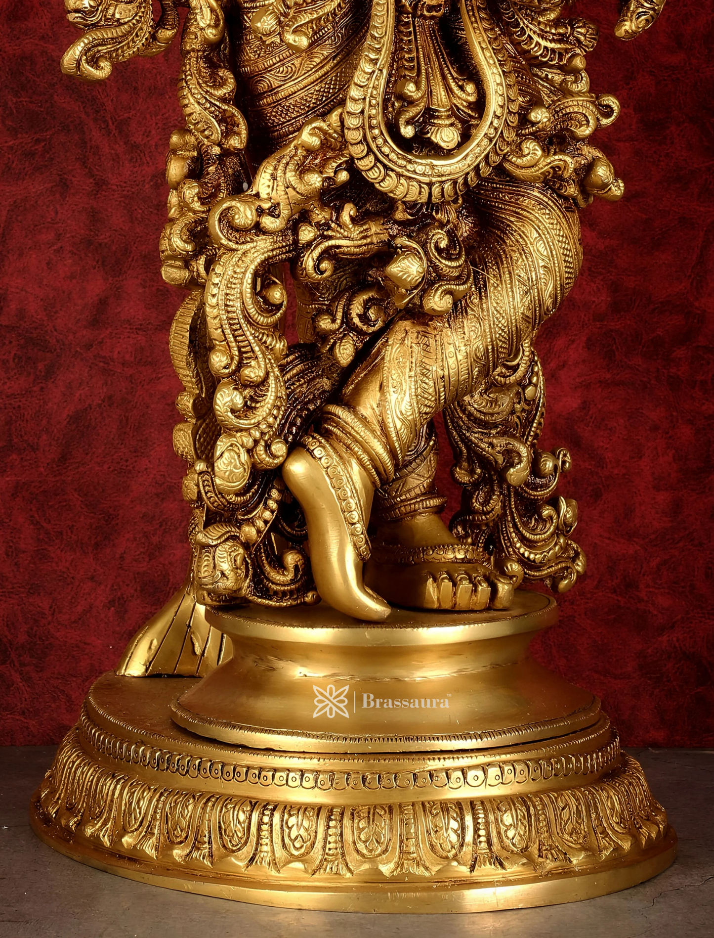 Brassaura™ Superfine Brass Krishna under Tree Sculpture – Height 35 Inches & Weight 32 Kgs