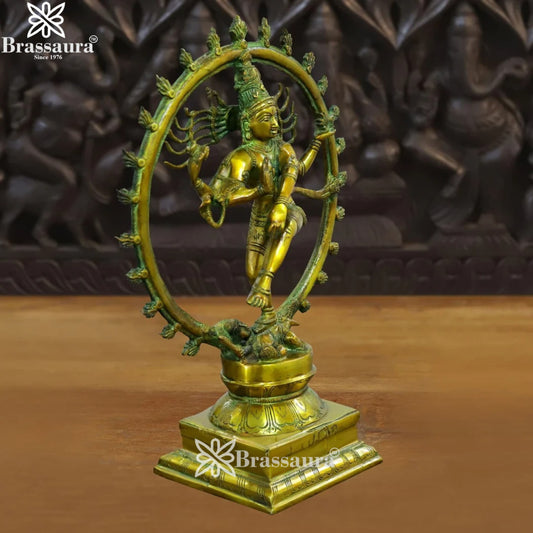 Brass Antique Gold Dancing Natraj Statue Weight 5.07 Kg And Height 11 Inch