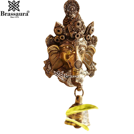 Brassaura™ Traditional Brass Ganesha Wall Hanging – Height 10 Inches & Weight 2 Kgs | Home & Temple Décor