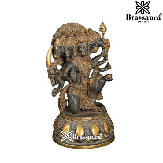 Brassaura™ Brass Vintage Panchmukhi Hanuman Statue Height 13.5 Inches & Weight 9 Kgs